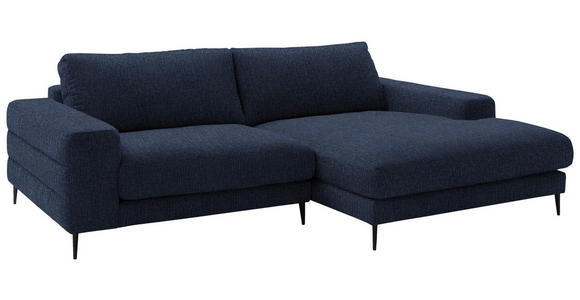 ECKSOFA  in Flachgewebe Dunkelblau  253/177 cm  - Schwarz/Dunkelblau, Design, Textil/Metall (253/177cm) - Dieter Knoll