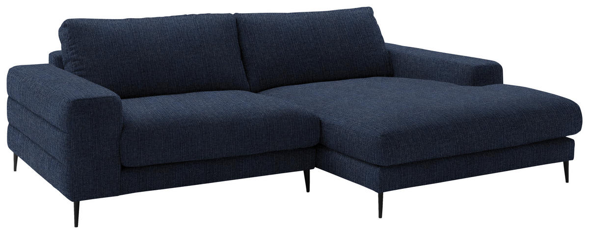 ECKSOFA in Flachgewebe Dunkelblau  253/177 cm  - Schwarz/Dunkelblau, Design, Textil/Metall (253/177cm) - Dieter Knoll