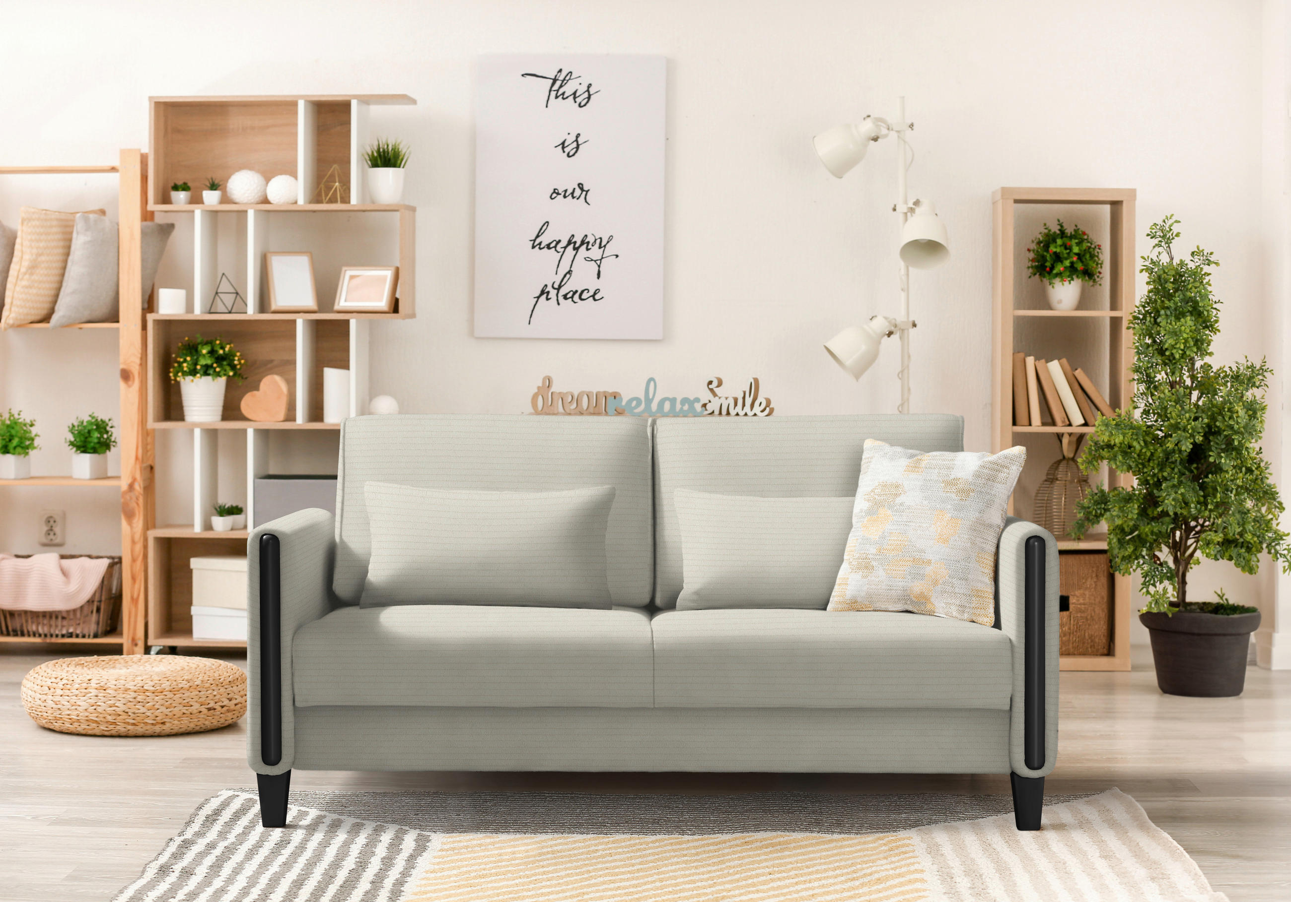 SCHLAFSOFA in Holz, Textil Creme, Schwarz  - Creme/Schwarz, Design, Holz/Textil (174/88/104cm) - Niels Andersson