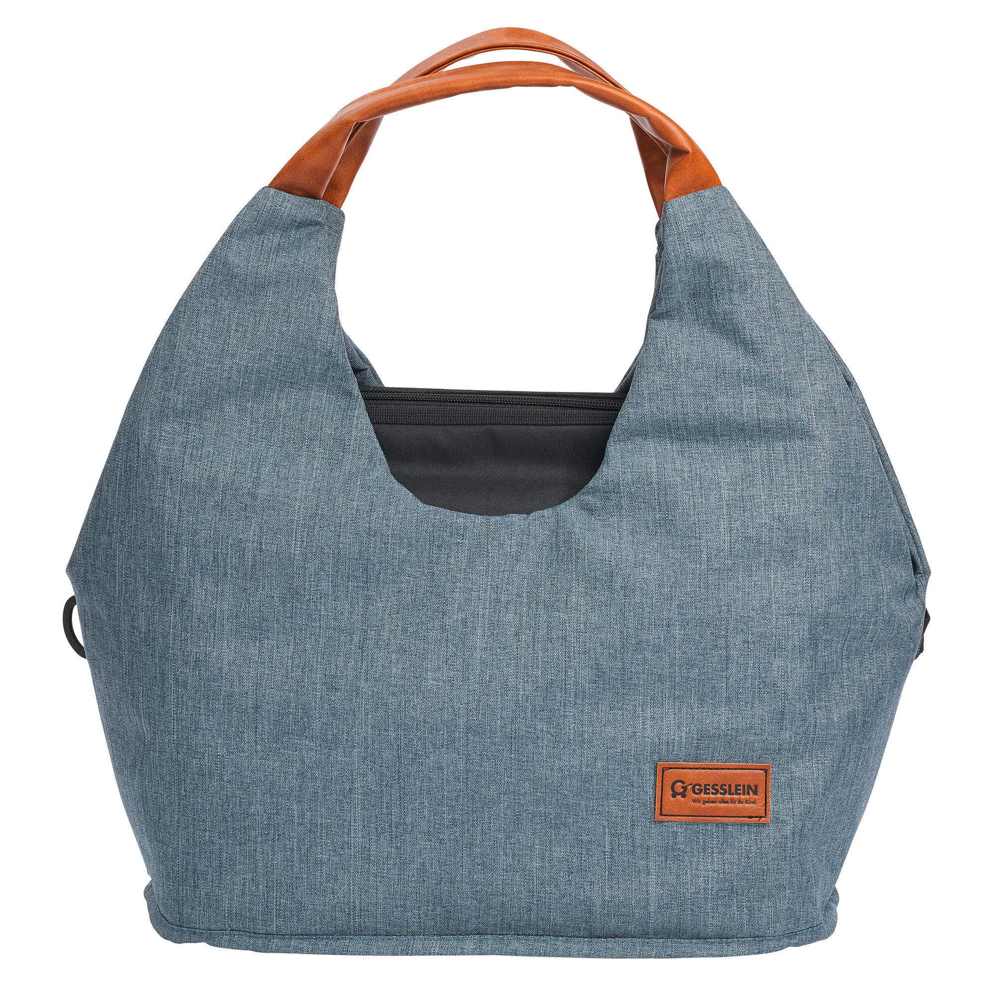 WICKELTASCHE N° 5 Eisblau/Cognac  - Blau/Cognac, Basics, Textil (50/46/17cm) - Gesslein