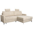 ECKSOFA in Struktur Creme  - Creme/Schwarz, KONVENTIONELL, Textil/Metall (230/164cm) - Carryhome