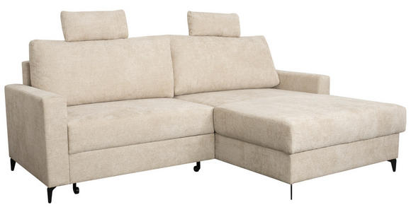 ECKSOFA in Struktur Creme  - Creme/Schwarz, KONVENTIONELL, Textil/Metall (230/164cm) - Carryhome