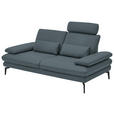 2,5-SITZER Arzona Echtleder Grau  - Schwarz/Grau, Design, Leder/Metall (196/86/104cm) - Dieter Knoll