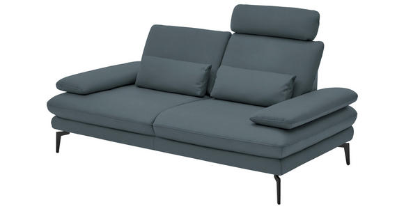 2,5-SITZER Arzona Echtleder Grau  - Schwarz/Grau, Design, Leder/Metall (196/86/104cm) - Dieter Knoll