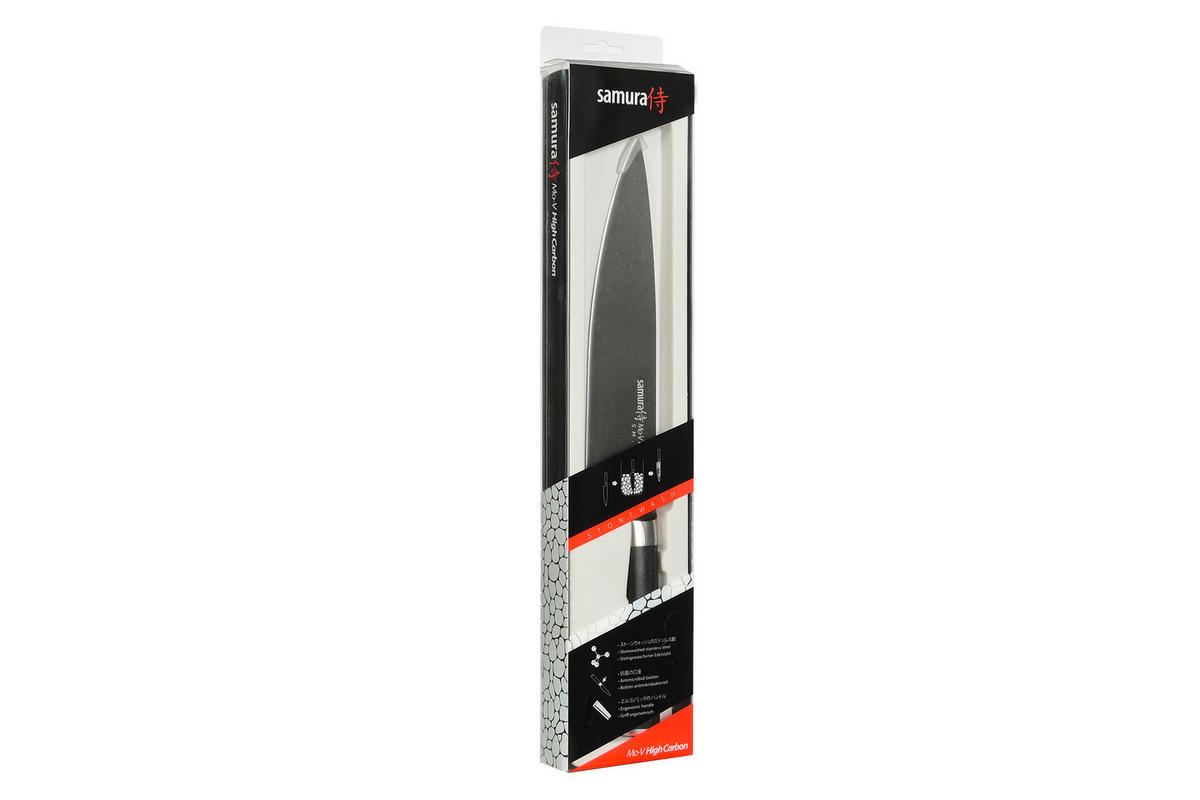 NOŽ ŠEFA KUHINJE  MO-V 34,5/5,1/2,8 cm           oplemenjeni čelik - crna, Basics, drvni materijal/metal (34,5/5,1/2,8cm) - Samura