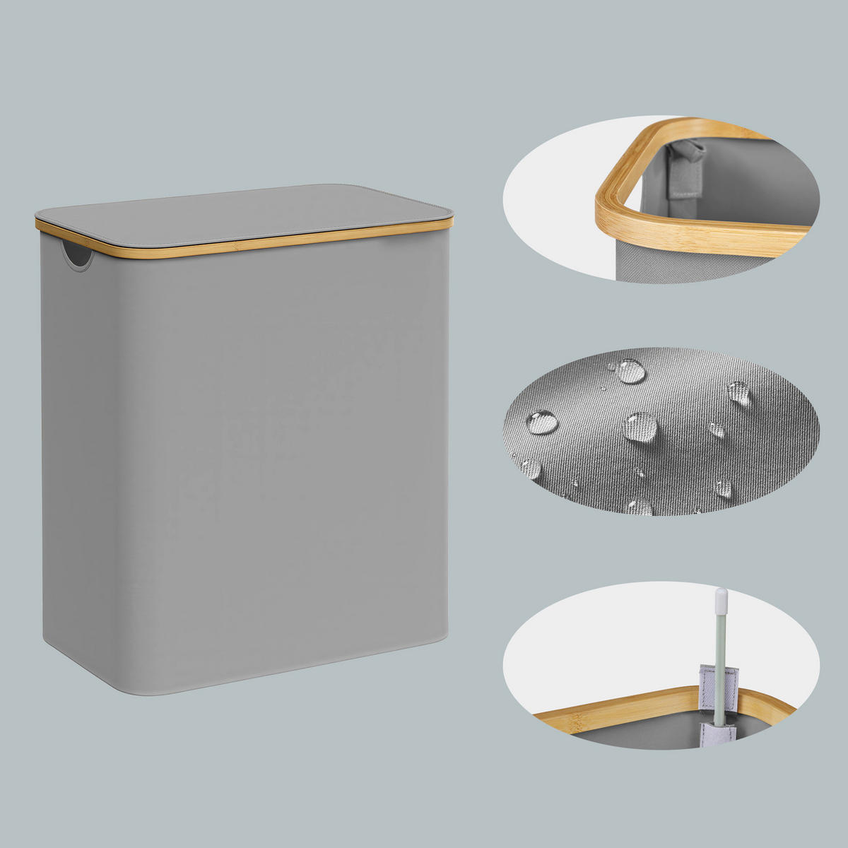 WÄSCHEKORB - Grau, Trend, Naturmaterialien/Kunststoff (60/70,5/38,5cm) - Boxxx