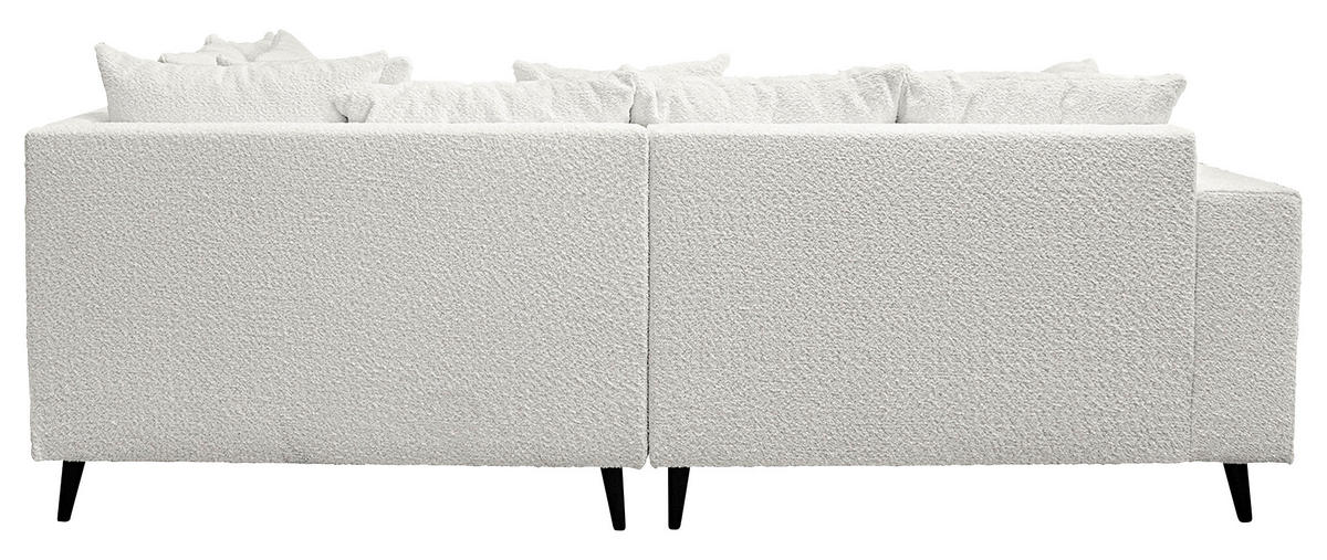 Ecksofa inkl. Hocker in Bouclé Hellgrau  - Hellgrau/Schwarz, Design, Holz/Textil (247/174cm) - MID.YOU