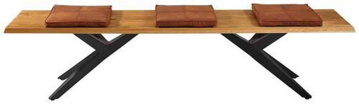 SITZBANK 180/46/40 cm Schwarz, Eichefarben Eiche massiv Metall  - Eichefarben/Schwarz, Design, Holz/Metall (180/46/40cm) - Musterring