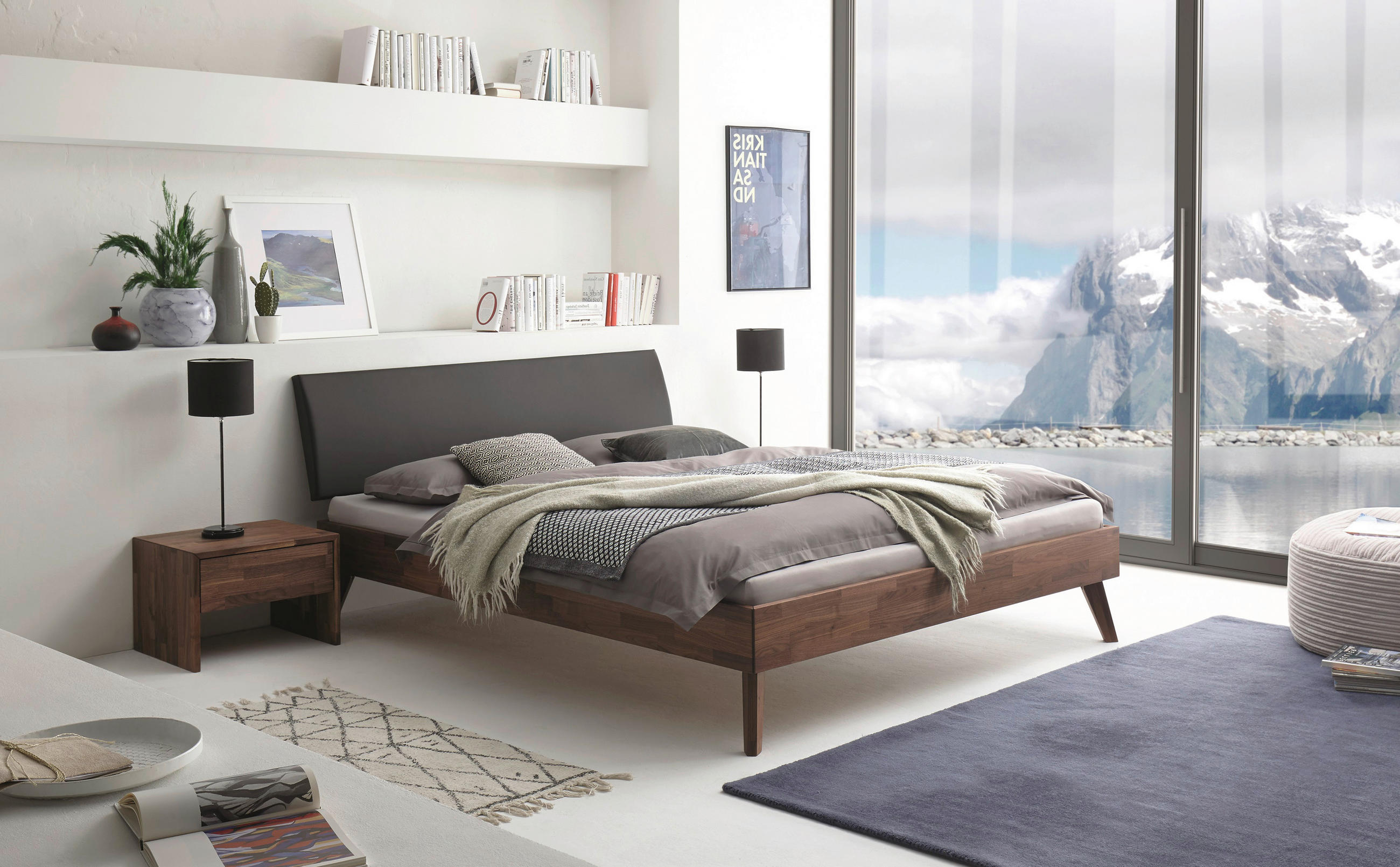 BETT 90/200 cm  in Nussbaumfarben  - Anthrazit/Nussbaumfarben, Natur, Holz (90/200cm) - Hasena