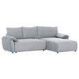 ECKSOFA Hellgrau Cord  inkl. Rückenkissen, Schlaffunktion, Rücken echt, Stauraum, Liegefläche im Originalstoff  - Hellgrau/Schwarz, KONVENTIONELL, Kunststoff/Textil (266/180cm) - Carryhome