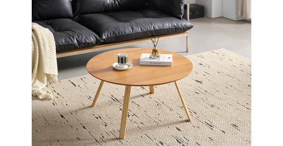 COUCHTISCH Eiche furniert, massiv 80/80/39 cm rund Eichefarben  - Eichefarben, Design, Holz/Holzwerkstoff (80/80/39cm) - Carryhome
