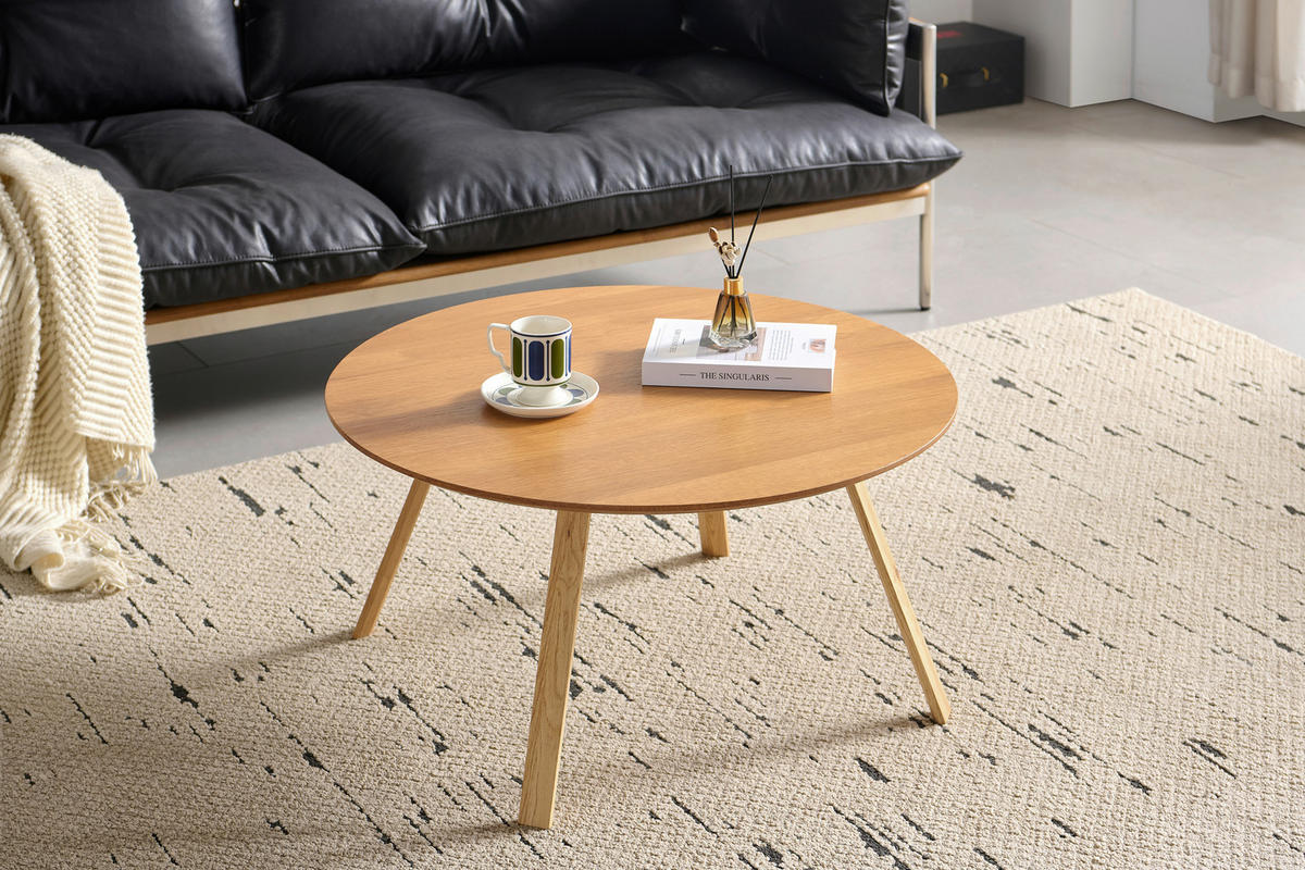 COUCHTISCH Eiche furniert, massiv 80/80/39 cm rund Eichefarben  - Eichefarben, Design, Holz/Holzwerkstoff (80/80/39cm) - Carryhome