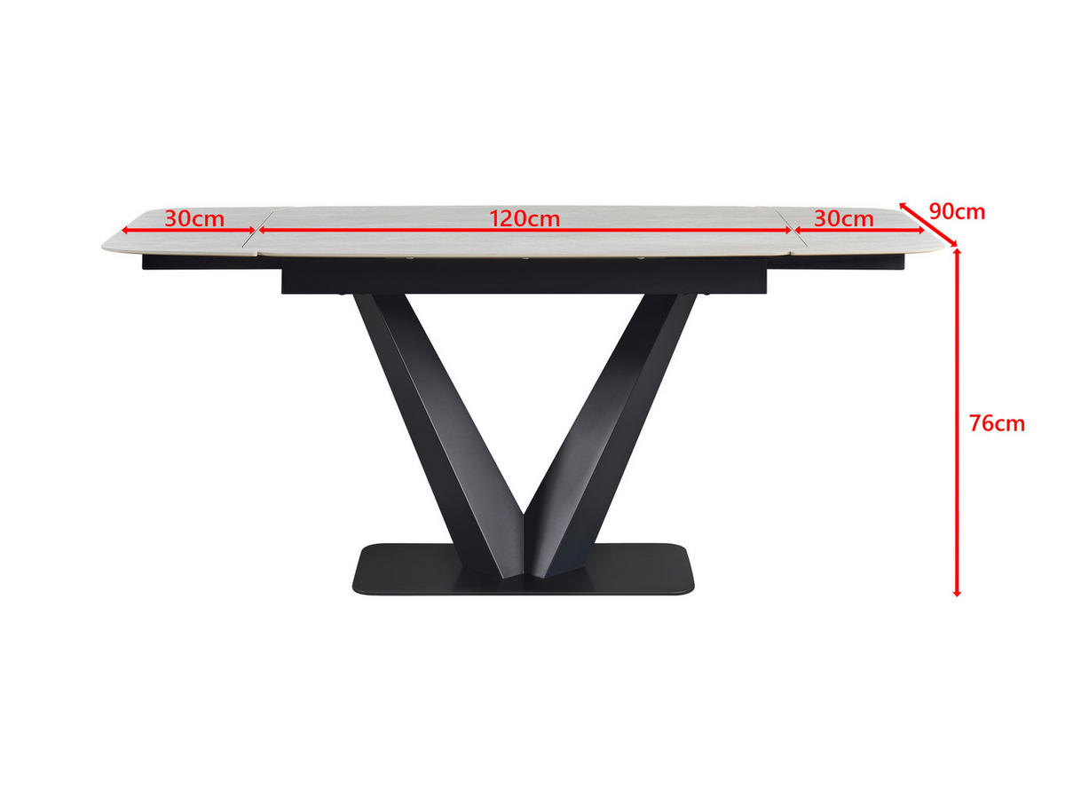 ESSTISCH Schwarz, Weiß rechteckig  ausziehbar  - Schwarz/Weiß, Design, Keramik/Metall (120-180/90/76cm) - Novel