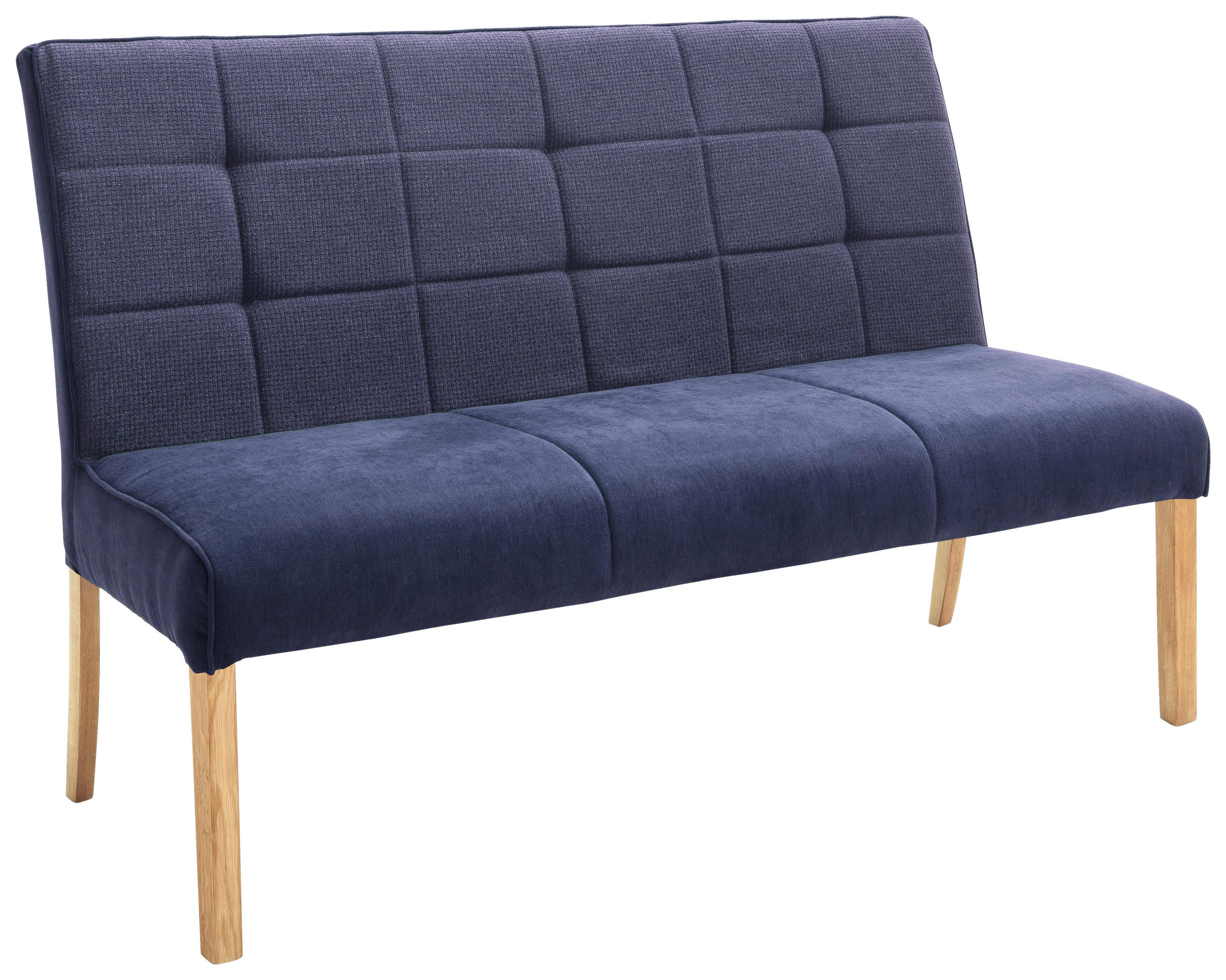 SITZBANK 150/97/69 cm Velours Eichefarben, Dunkelblau Eiche massiv  - Eichefarben/Dunkelblau, Natur, Holz/Textil (150/97/69cm) - MID.YOU