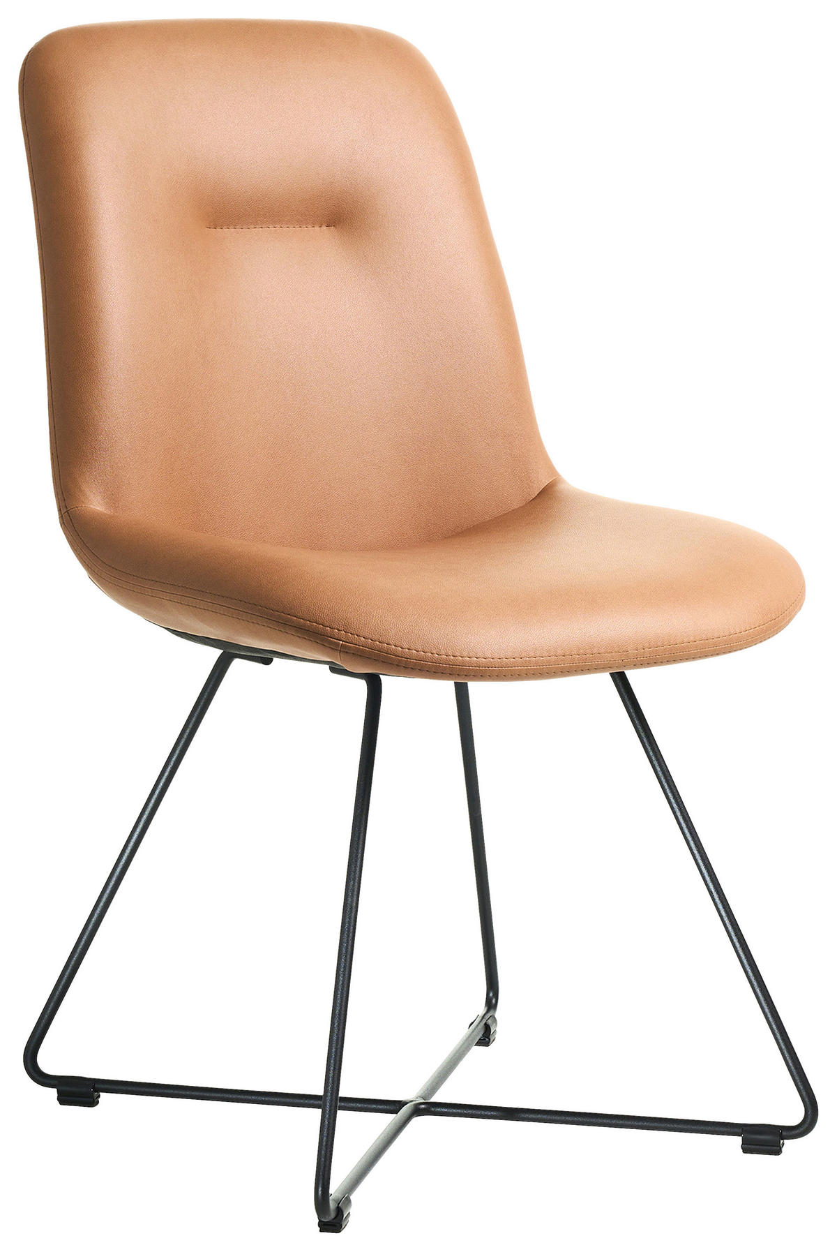 STUHL - Cognac/Schwarz, Basics, Textil/Metall (51/89/61cm) - Celina Home