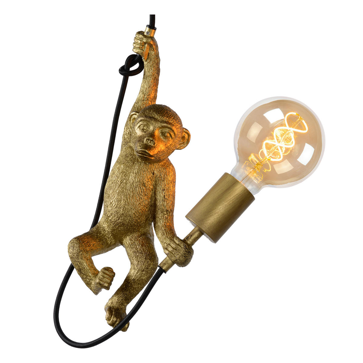 VISEČA SVETILKA  EXTRAVAGANZA CHIMP   17.6/17.6/174.5 cm        60 W E27 - zlate barve/črna, Trend, umetna masa/tekstil (17.6/17.6/174.5cm)