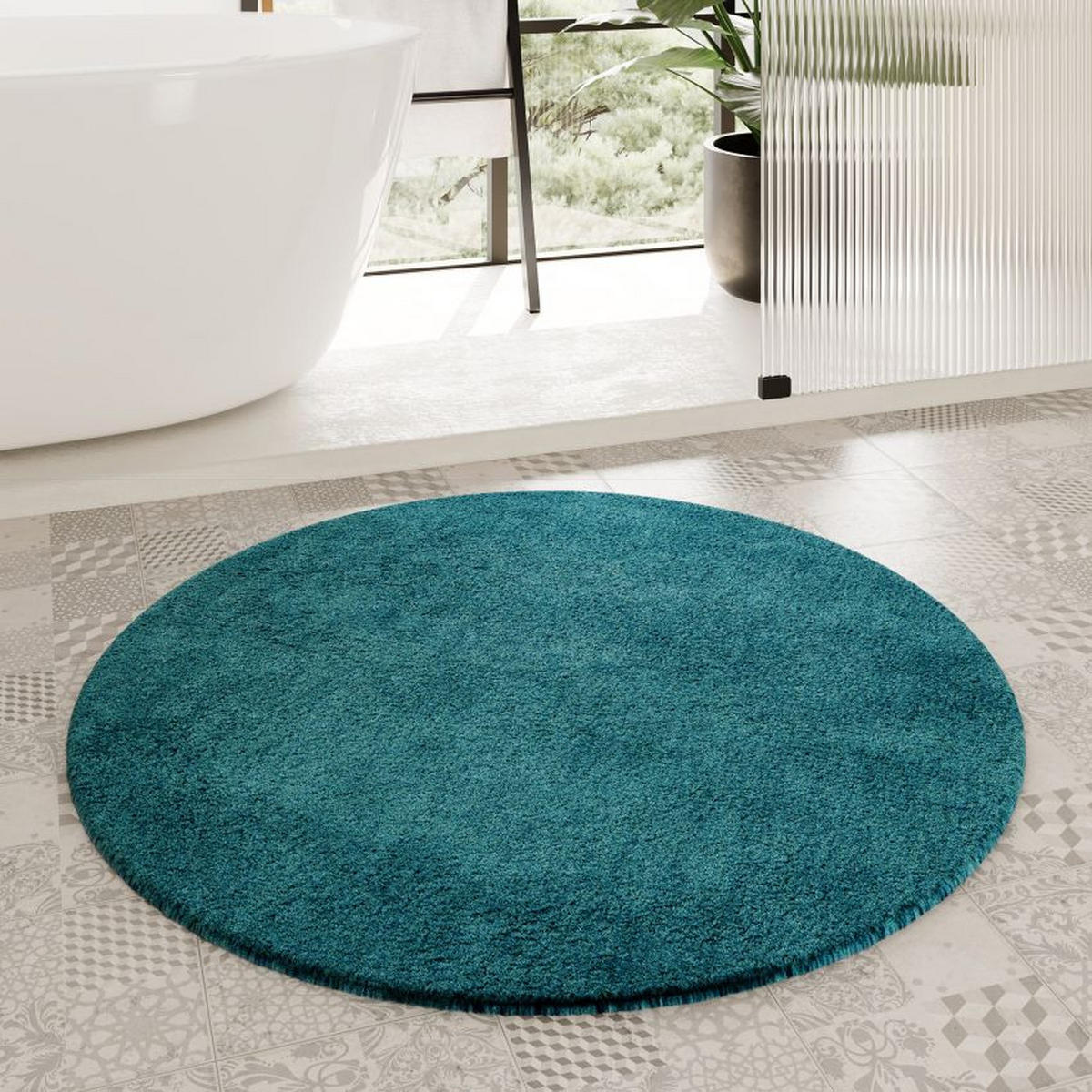 BADTEPPICH Grün, Petrol 90 cm  - Petrol/Grün, Basics, Kunststoff/Textil (90cm) - WECON HOME BASIC