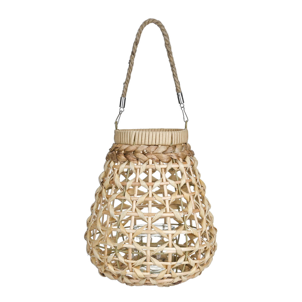 LATERNE - Naturfarben, LIFESTYLE, Glas/Naturmaterialien (24/26cm)