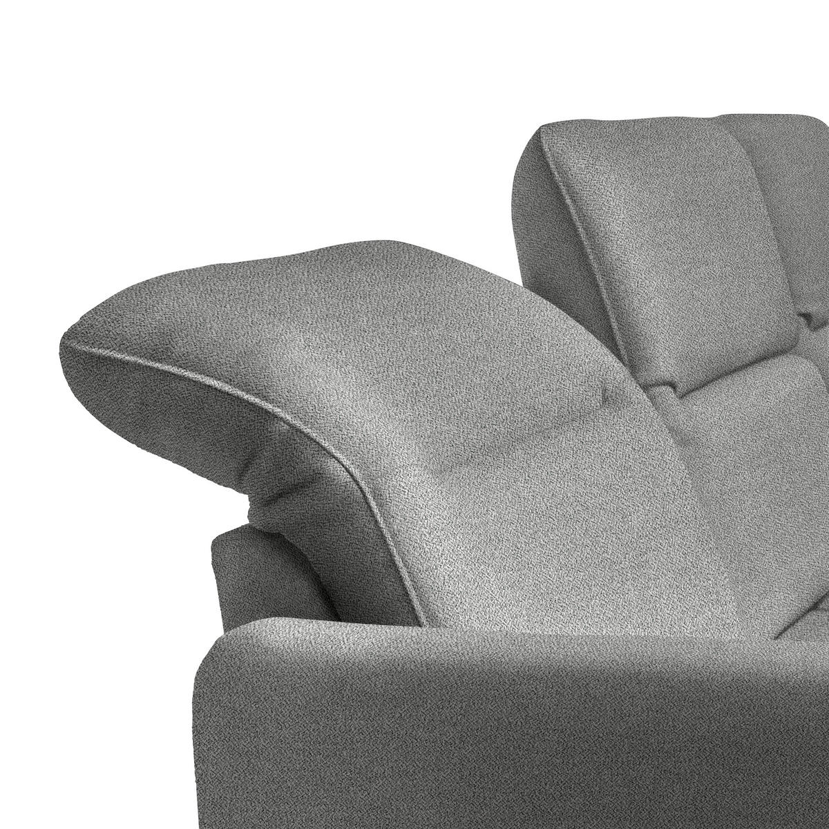 ECKSOFA Grau Flachgewebe  - Schwarz/Grau, KONVENTIONELL, Textil/Metall (254/190cm) - Livetastic