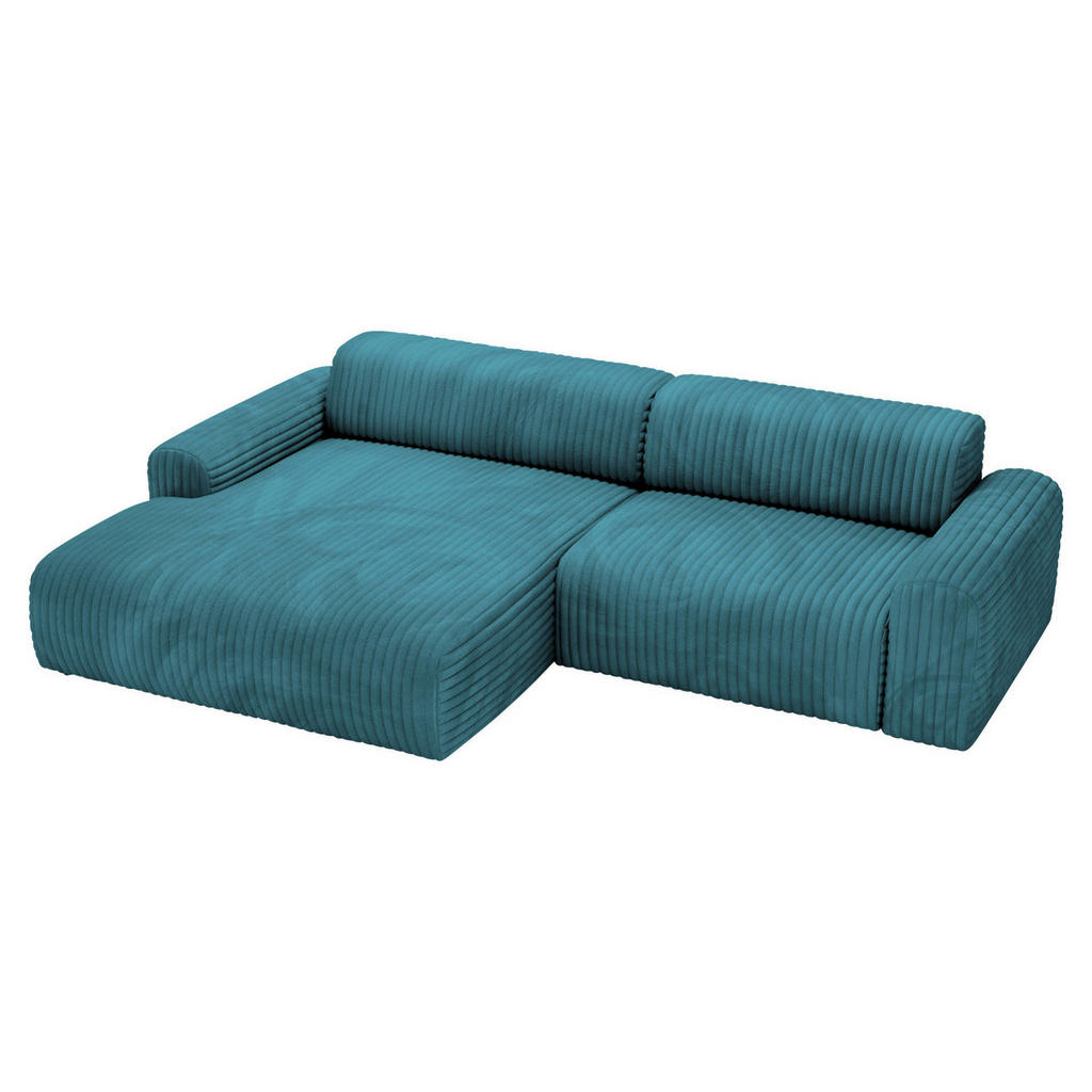 Thumbnail - home24 Ecksofa, Türkis, Textil, 3-4-Sitzer, Füllung: Schaumstoffflocken, Ottomane links, L-Form, 292x178 cm, Rücken echt...