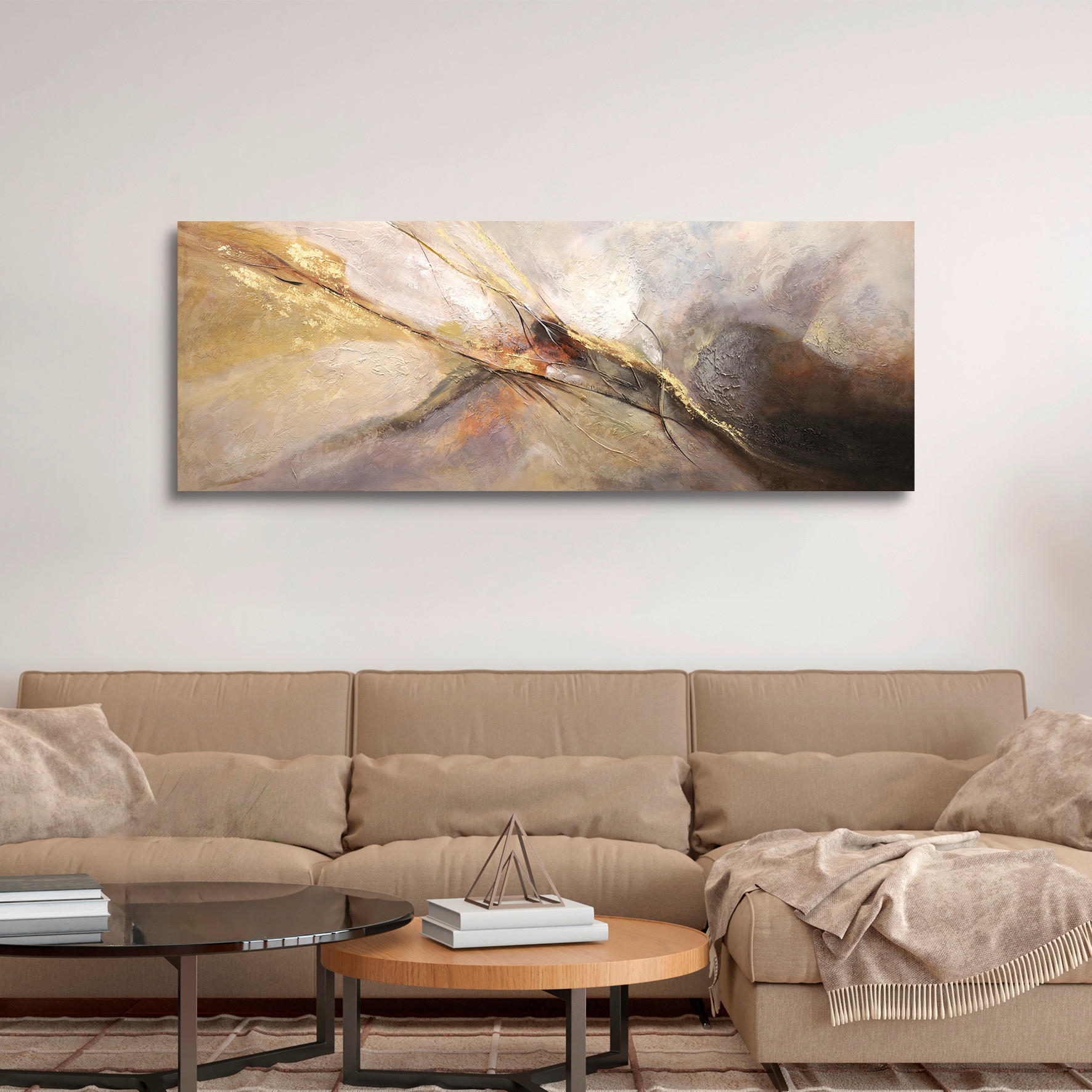 ÖLGEMÄLDE Landschaft & Natur, Abstraktes, Strukturen 150/50 cm  - Multicolor, LIFESTYLE, Holzwerkstoff/Textil (150/50cm) - Monee