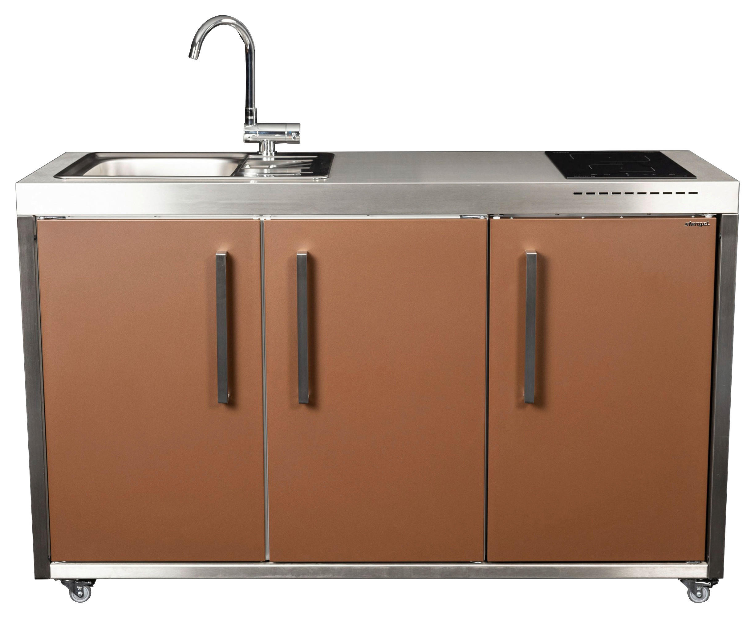OUTDOORKÜCHE - Edelstahlfarben/Braun, Basics, Metall (157/98/62cm)