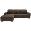 ECKSOFA Mikrofaser Dunkelbraun  - Dunkelbraun/Schwarz, Modern, Textil/Metall (292/185cm) - Livetastic