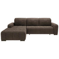 ECKSOFA Mikrofaser Dunkelbraun  - Dunkelbraun/Schwarz, Modern, Textil/Metall (292/185cm) - Livetastic