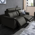 3-SITZER-SOFA  in Echtleder Mokka   - Schwarz/Mokka, Design, Leder/Metall (207/107/98cm) - Belluti
