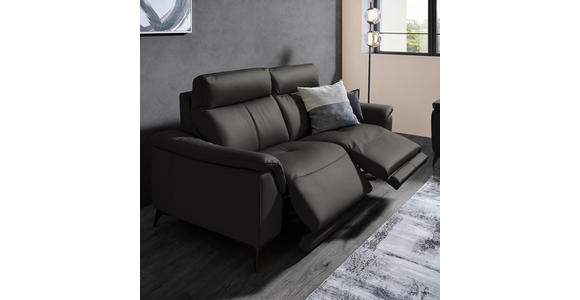 3-SITZER-SOFA  in Echtleder Mokka   - Schwarz/Mokka, Design, Leder/Metall (207/107/98cm) - Belluti