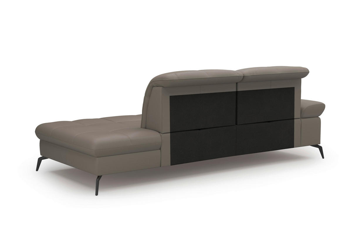 RÉCAMIERE in Vliesstoff Kombination Echtleder/Stoff Grau  - Schwarz/Grau, Konventionell, Leder/Textil (231/90/122cm) - Sit & More