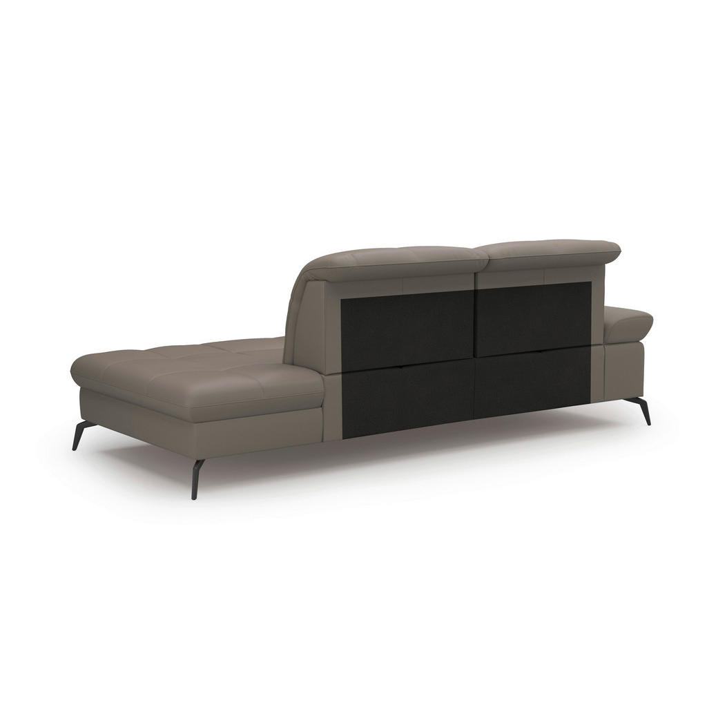 Thumbnail - Sit & More Récamiere, Grau, Textil, Leder, Kombination Echtleder/Stoff, Nappaleder, 231x90x122 cm, Goldenes M, Made in E...