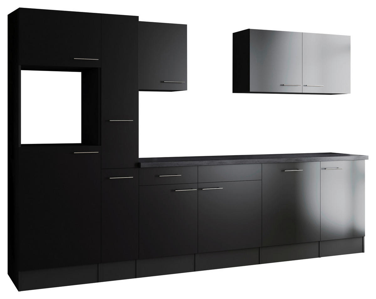 KÜCHENLEERBLOCK 310 cm   in Grau, Schwarz  - Silberfarben/Schwarz, Design, Holzwerkstoff/Metall (310cm) - Respekta