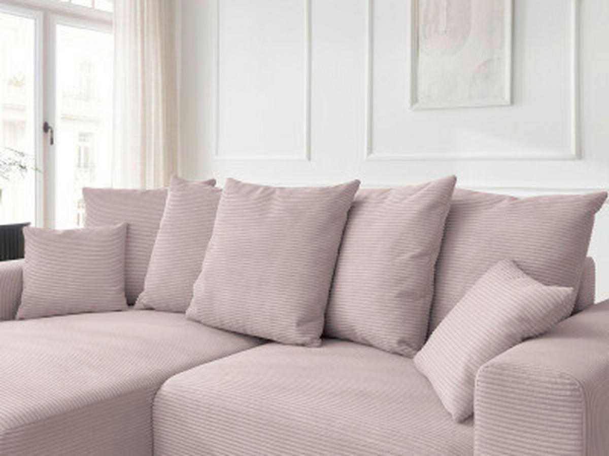 ECKSOFA Ottomane links  ATILLA Lila Cord  - Lila/Schwarz, MODERN, Kunststoff/Textil (149/244cm)