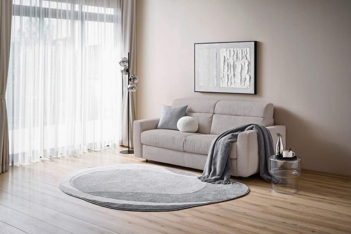 SCHLAFSOFA Cord Hellgrau  - Hellgrau/Schwarz, Design, Kunststoff/Textil (200/84/98cm) - Novel