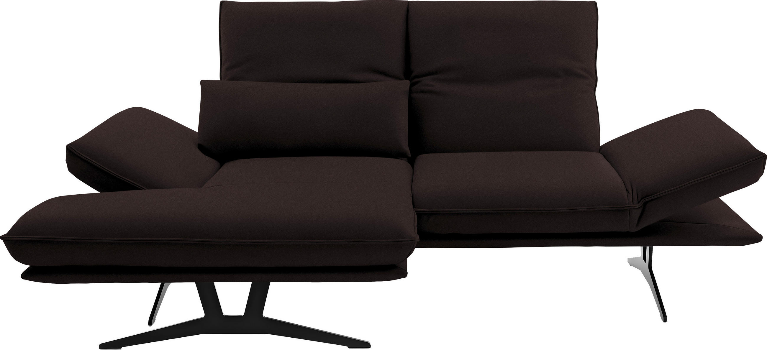 ECKSOFA in Echtleder Dunkelbraun  130/210 cm  - Gelb/Dunkelbraun, Design, Leder/Metall (130/210cm) - Dieter Knoll