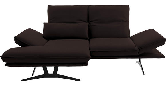 ECKSOFA in Echtleder Dunkelbraun  - Gelb/Dunkelbraun, Design, Leder/Metall (130/210cm) - Dieter Knoll