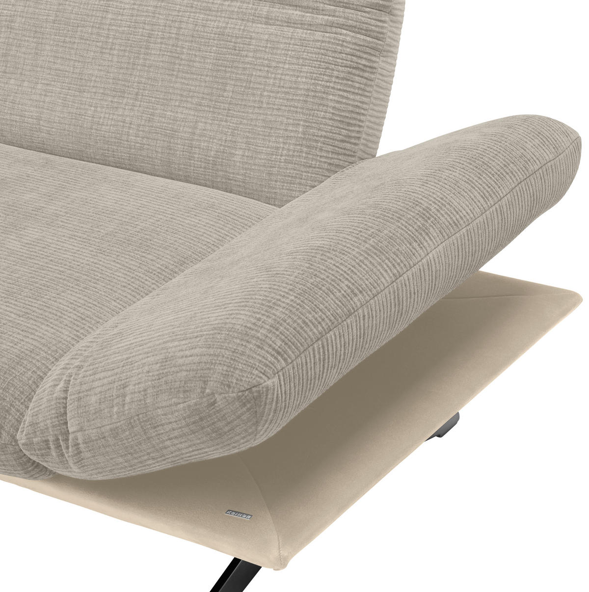 ECKSOFA in Flachgewebe Greige, Graubraun  - Edelstahlfarben/Greige, Design, Textil/Metall (277/209cm) - Koinor