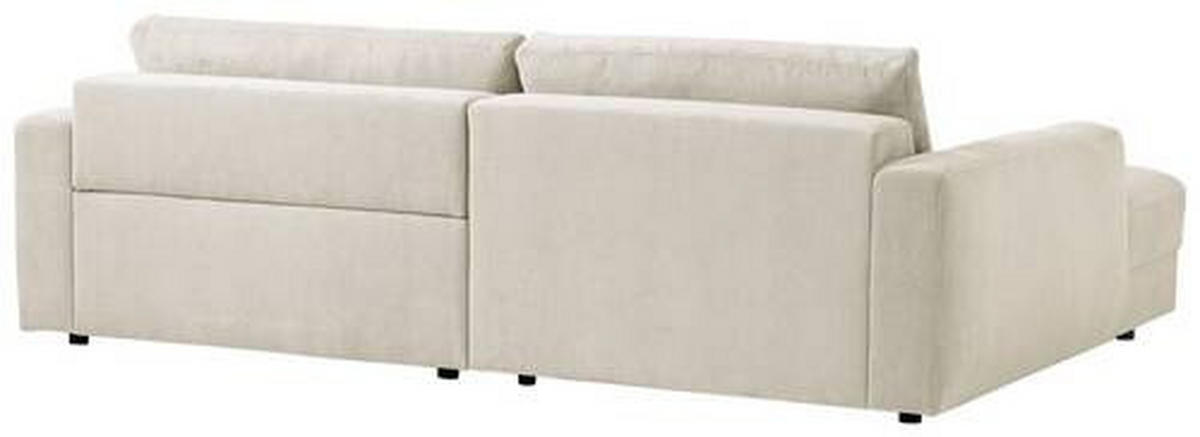 ECKSOFA in Cord Creme  - Creme/Schwarz, Modern, Textil (176/250cm) - Trendmanufaktur