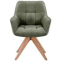 ARMLEHNSTUHL in Holz, Textil Grün, Eichefarben  - Eichefarben/Grün, Basics, Holz/Textil (64/85/62cm) - Livetastic