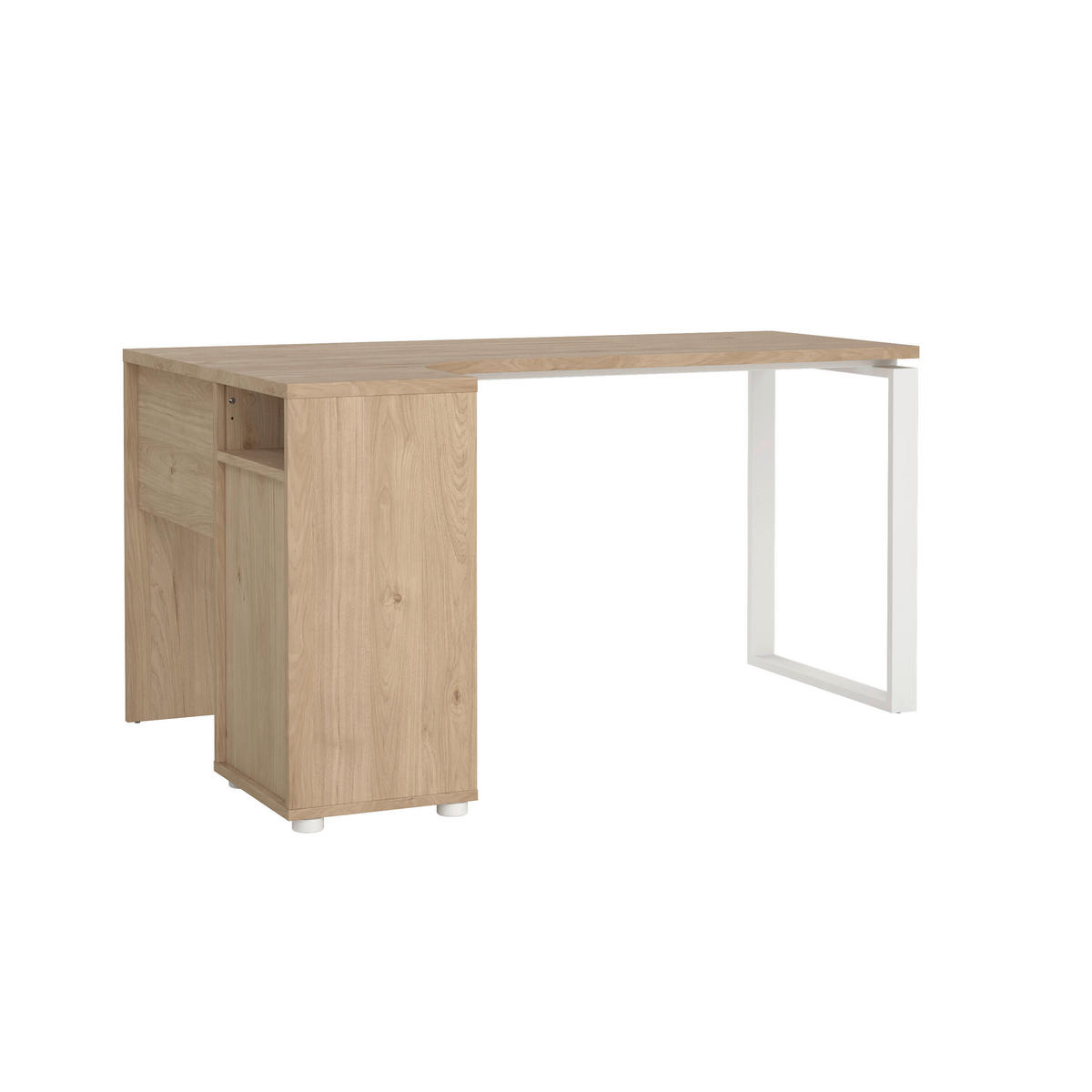 ECKSCHREIBTISCH 150/99,6/75,6 cm  in Weiß, Eichefarben  - Eichefarben/Weiß, MODERN, Holzwerkstoff/Metall (150/99,6/75,6cm) - MID.YOU