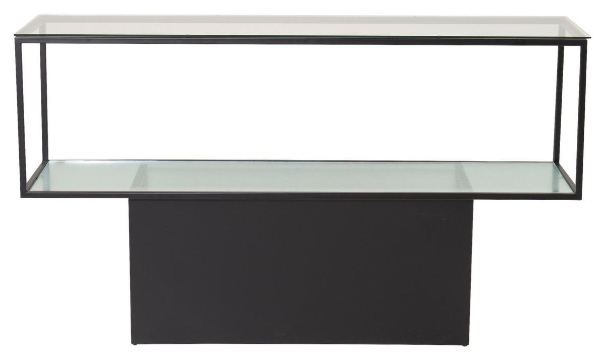BÜCHERWAND Schwarz  - Schwarz, Design, Glas/Metall (130/35/74cm) - Livetastic