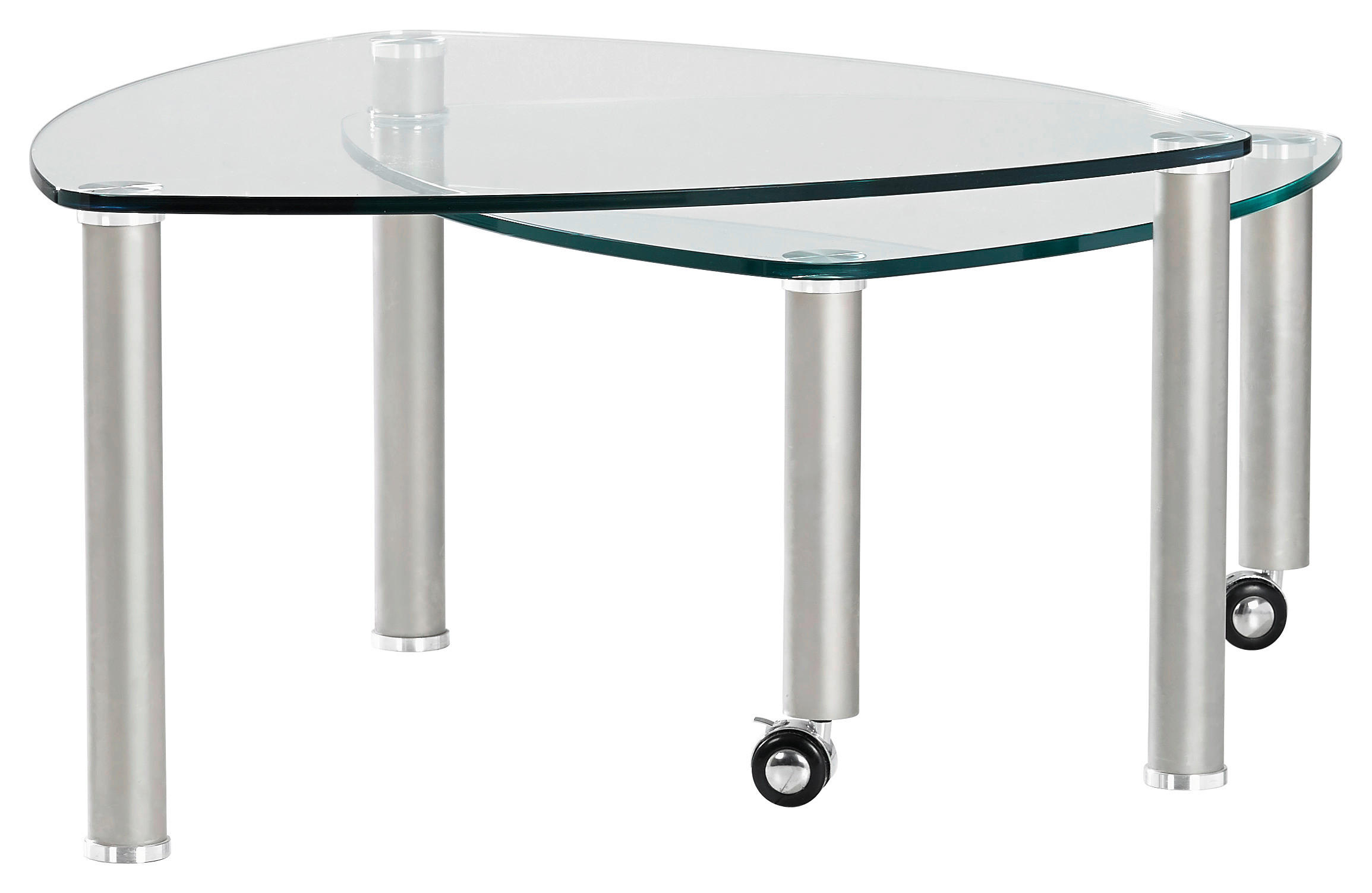 COUCHTISCH ESG 80/80/43 cm organisch Klar, Edelstahlfarben  - Klar/Edelstahlfarben, Design, Glas/Kunststoff (80/80/43cm)