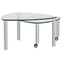 COUCHTISCH ESG 80/80/43 cm organisch Klar, Edelstahlfarben  - Klar/Edelstahlfarben, Design, Glas/Kunststoff (80/80/43cm)