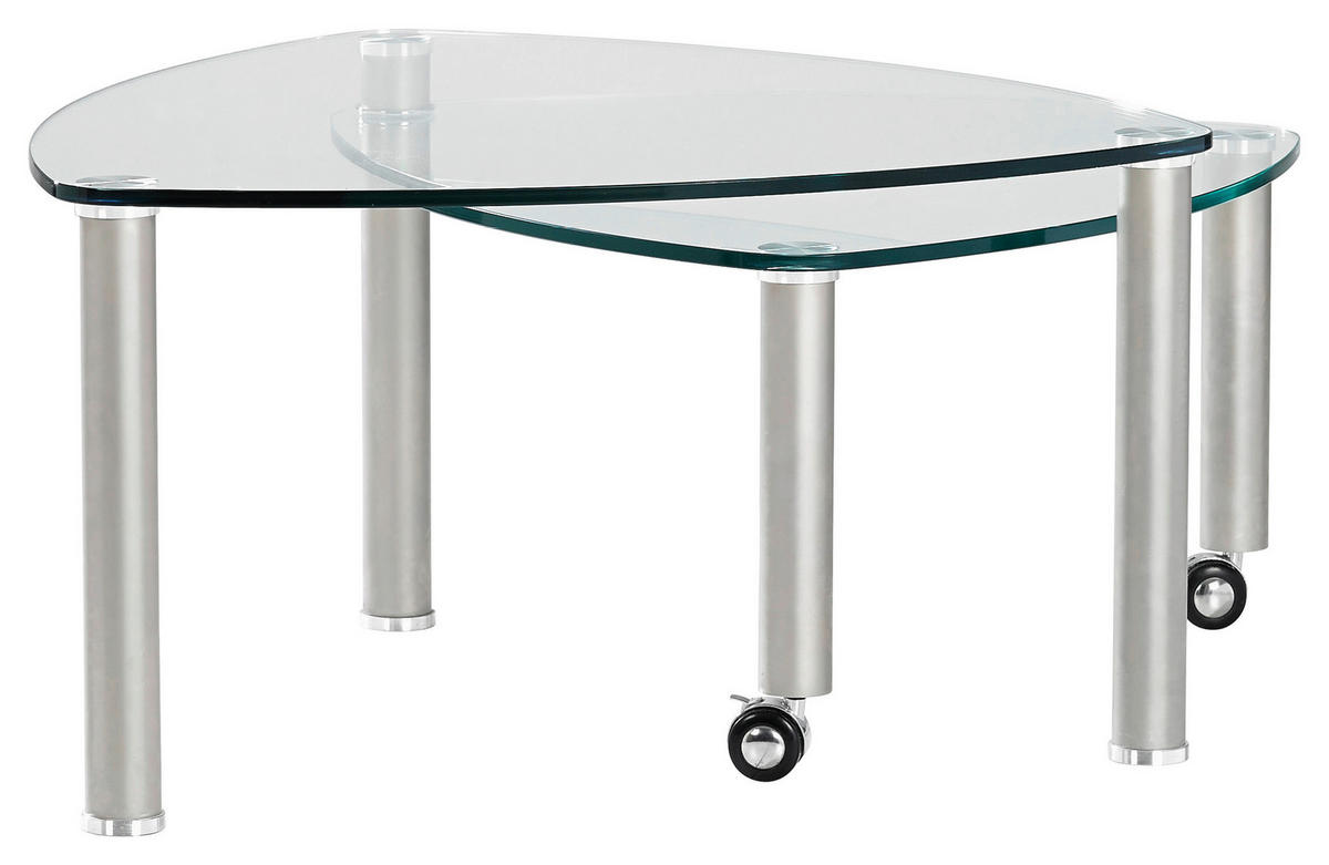 COUCHTISCH ESG 80/80/43 cm organisch Klar, Edelstahlfarben  - Klar/Edelstahlfarben, Design, Glas/Kunststoff (80/80/43cm)