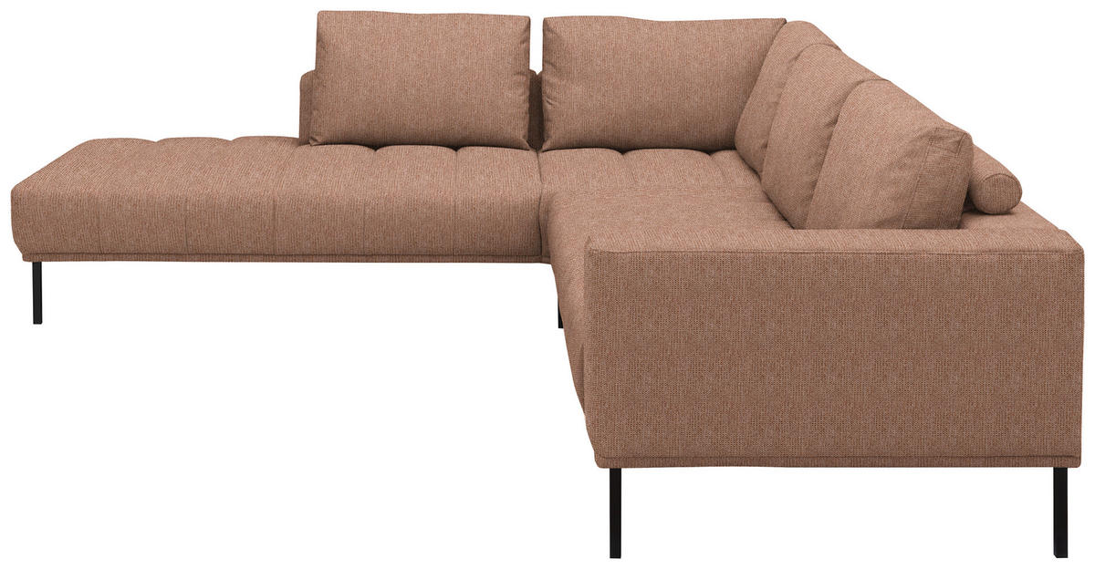 ECKSOFA Flachgewebe Aprikose  - Aprikose/Schwarz, Design, Textil/Metall (270/308cm) - Pure Home Lifestyle