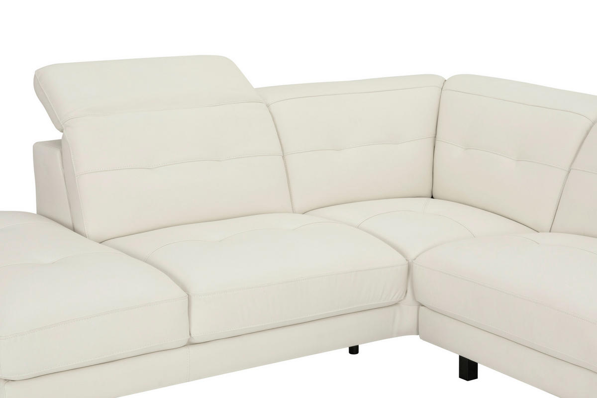 ECKSOFA Weiß Echtleder  - Schwarz/Weiß, MODERN, Leder/Metall (224/287cm) - MID.YOU
