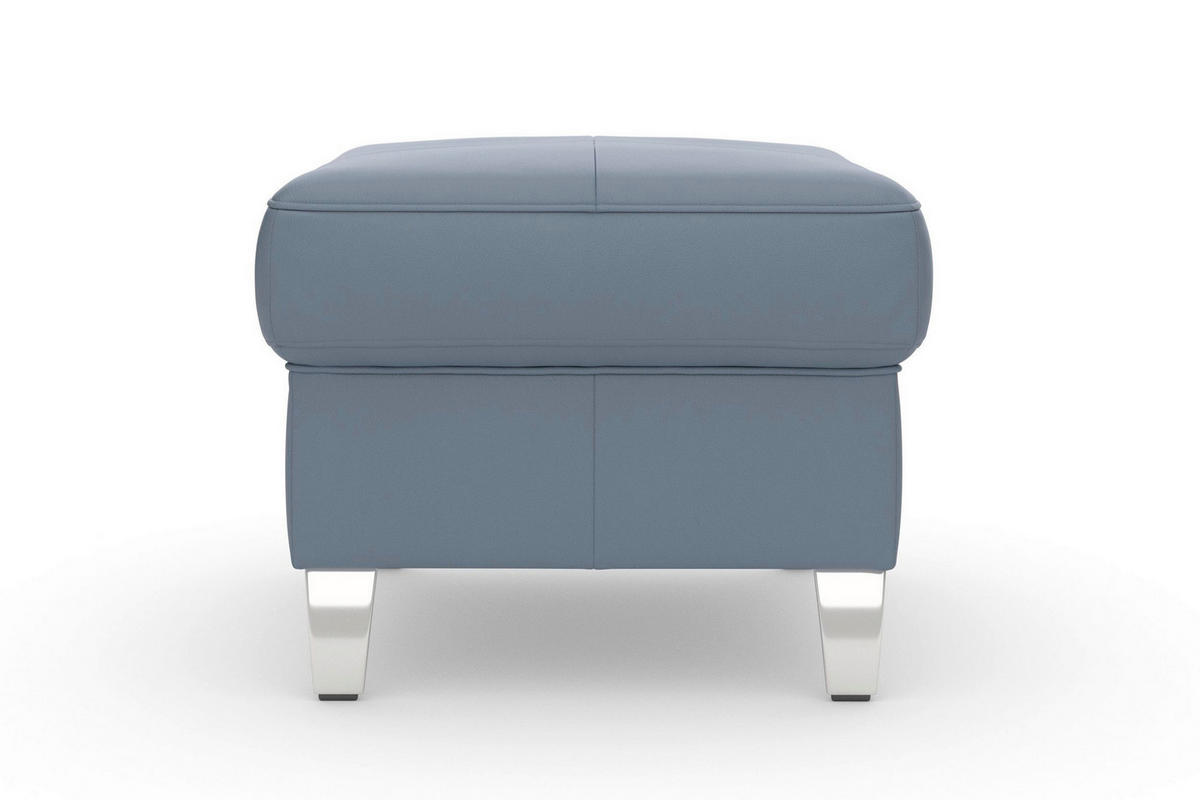 HOCKER ARNGAST E Echtleder Graublau  - Chromfarben/Graublau, Basics, Leder/Metall (58/48/58cm) - Sit & More