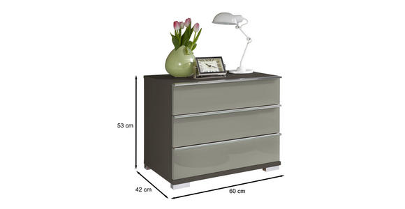 NACHTSCHRANK 60/53/42 cm  - Chromfarben/Dunkelgrau, Basics, Glas/Holzwerkstoff (60/53/42cm) - Venda