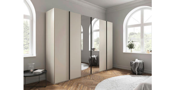 DREHTÜRENSCHRANK 301/223/61 cm,  in Champagner, 6-türig  - Champagner/Graphitfarben, Basics, Glas/Holzwerkstoff (301/223/61cm) - Novel